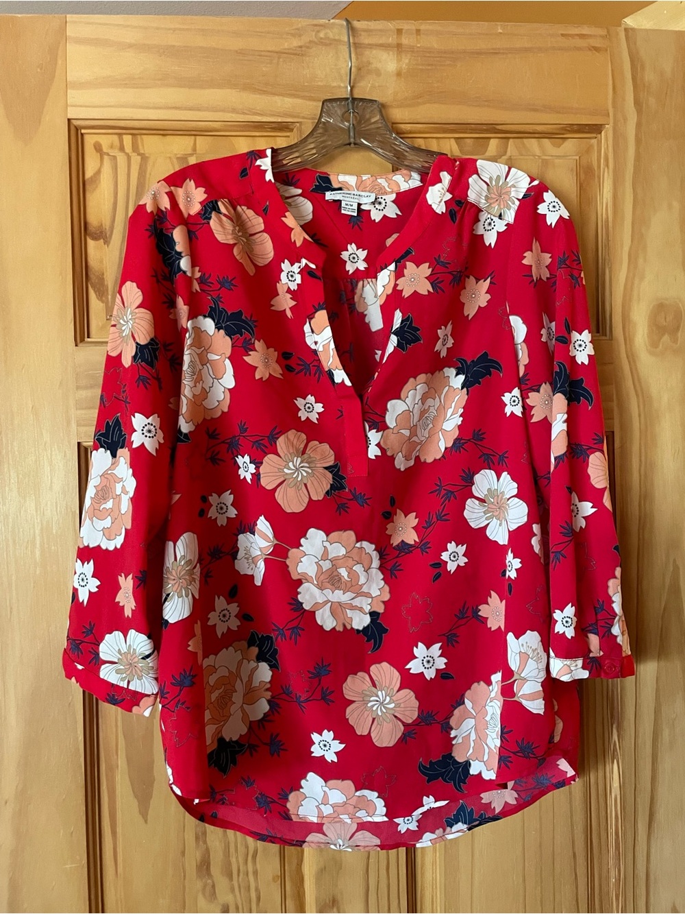 Katherine Barclay Red Floral V-Neck Blouse